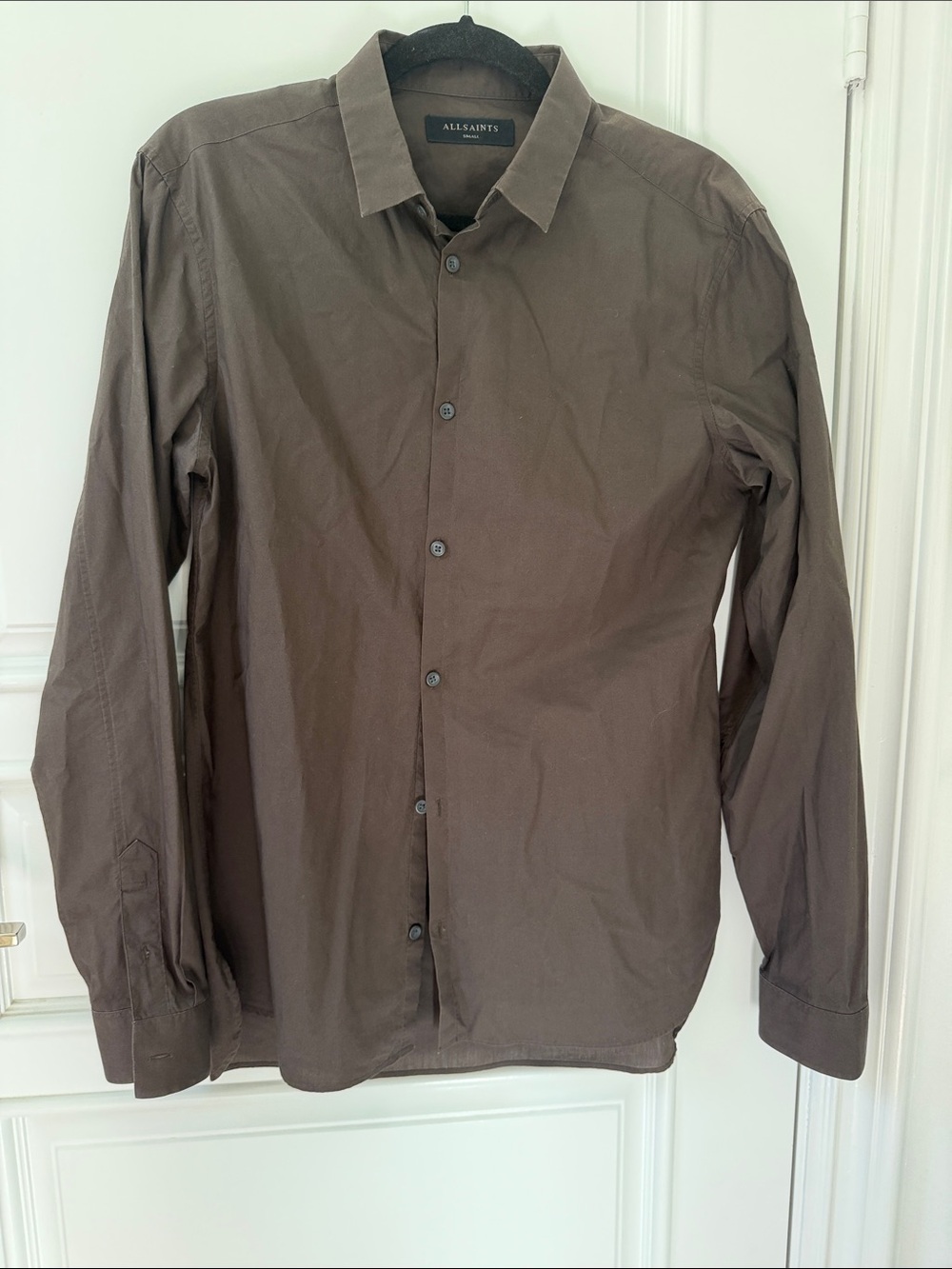 AllSaints Men's Dark Brown Button-Front Shirt